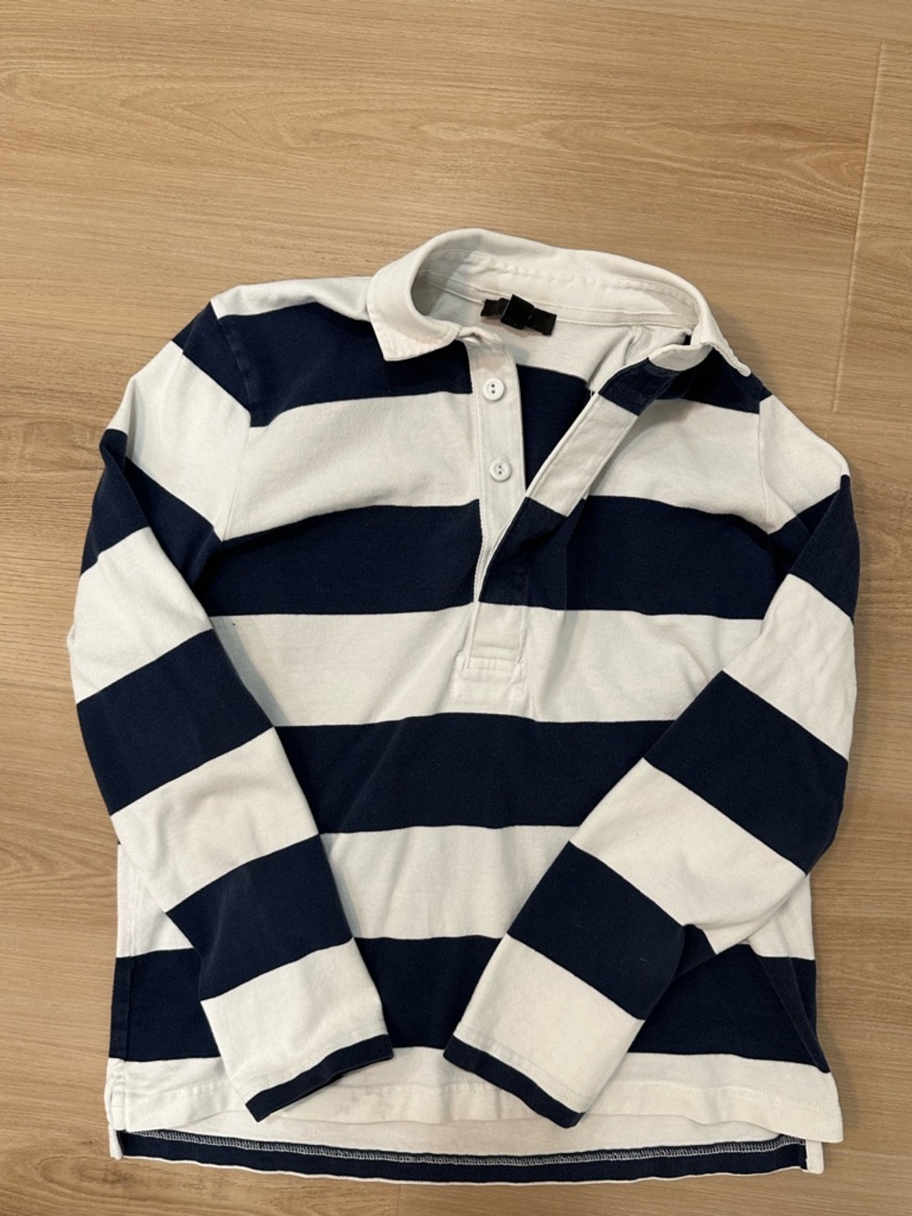 JCrew Striped Rugby Polo Shirt in Navy and White
